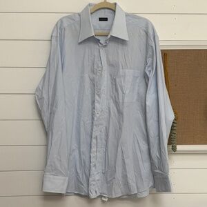 Valentino Roma Mens Shirt size 17.5/44 blue and white